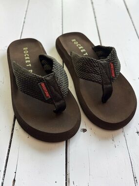 Rocket Dog Black Flip Flops Thong Sandals Cushioned Footbed Casual Summer Size 6